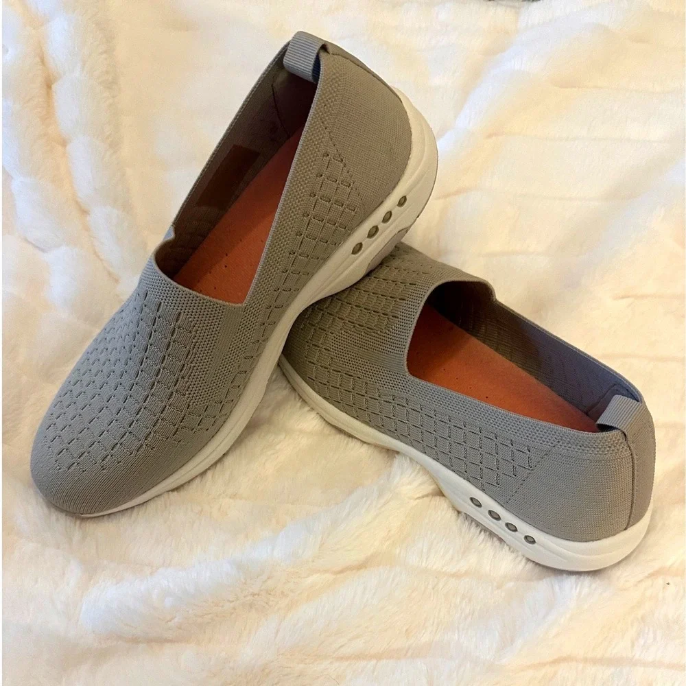 Easy Spirit Tech 2 Taupe Knit Slip On Walking Shoes Sneakers Womens 9M SETECH2